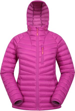 Mountain Warehouse Skyline Womens Hydrophobic Down Jacket - Water Resistant, Insulated Puffer Jacket, Adjustable - Autumn Winter, Travelling & Daily Use Purple Womens Si