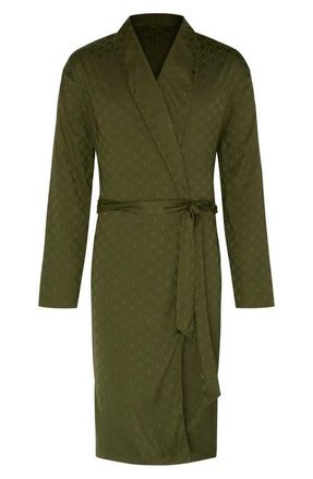 Savage x Fenty Savage X Satin Jacquard Robe in Camo Green X Hatch Jacquard at Nordstrom, Size X-Large