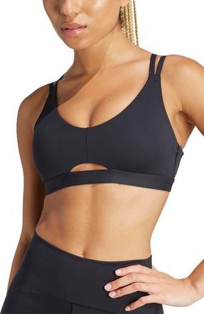 adidas All Me Luxe Cutout Spots Bra in Black at Nordstrom, Size Large A