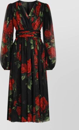 Dolce & Gabbana silk draped floral-print midi dress