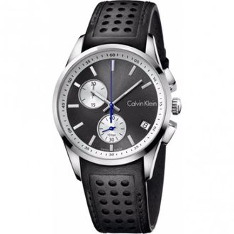 Calvin Klein Elegant Quartz Horloge met Zwarte Wijzerplaat en Leren Band - Dames - Horloges - Zwart - ONE Size - Leer - Accessoires