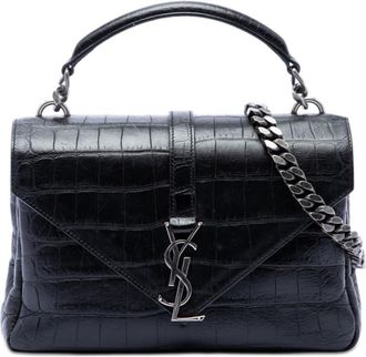 Saint Laurent Pre-owned Saint Laurent Medium Croc Embossed Leather Monogram College Satchel Ladies 8Q4U0S2SCNLOQSWD