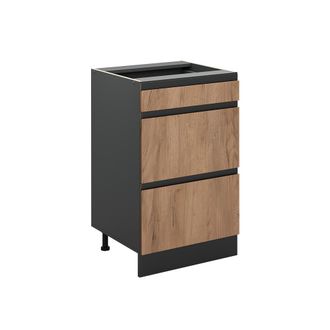 Vicco Mueble Bajo De Cocina R-line, Roble Dorado/antracita, 50 Cm Sin Encimera, Vicco