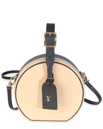 Louis Vuitton Beige/Black Leather Petite Boite Chapeau (Authentic Pre-Loved)