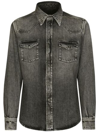 Dolce & Gabbana Camicia denim con effetto sfumato - Grigio