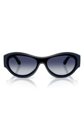 Emporio Armani 136mm Irregular Sunglasses in Shiny Blue /Grey Blue at Nordstrom