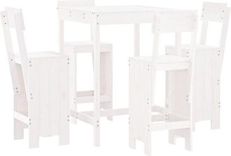 vidaXL 5 Piece Garden Bar Set White Solid Wood Pine Vidaxl