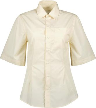 Ami Pastelgele Katoenen Overhemd - Dames - Overhemden - Geel - 2XS - Katoen - Overhemden