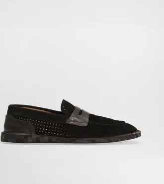 Dolce & Gabbana Split Calfskin Perforated Slipper - Man Driver Shoes And Loafers Black 41
