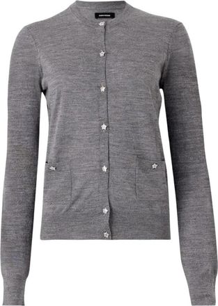 Zadig&Voltaire Merino Cardigan - Dames - Vesten - Grijs - S - Wol - Truien & Vesten