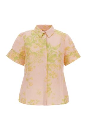 Erdem Floral Print Linen Chine Short Sleeve Shirt