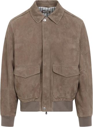 Brunello Cucinelli Luxe Su&egrave;de Jas Nude Neutrals - Heren - Bomber jackets - Bruin - L - Su&egrave;de - Jassen