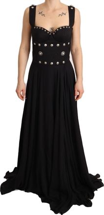 FAUSTO PUGLISI Silk Studded Sleeveless A-line Max Womens Dress (Pre-Owned)