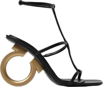 Ferragamo Ladies Black Nappa Elina Gancini Sandals, Size 6.5