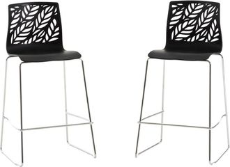 Siediti Fuori e Dentro Pareja de taburetes de cocina de resina con fibra de vidrio antracita