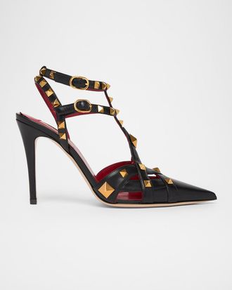Valentino Garavani 100mm Studdy Leather Pointed-Toe Pumps