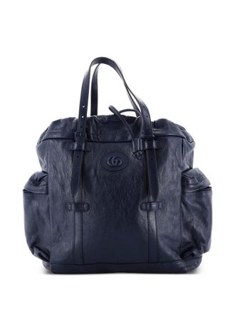 Gucci Tonal GG Drawstring Leather tote bag - Blu