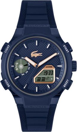 Lacoste LC33 Silicone Strap Watch, 45mm in Navy at Nordstrom