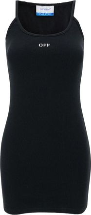 Off-white Zwarte Rib Tank Jurk - Dames - Korte kleedjes - Zwart - S - Katoen - Kleedjes