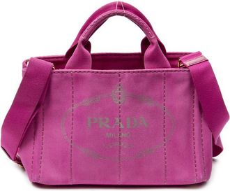 Prada Pre-owned Womens Small Canapa Tote Shoulder Bag - Pink - One Size