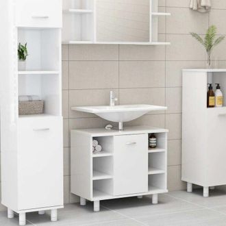 vidaXL Mobile da Bagno Bianco Lucido 60x32x53,5cm in Legno Multistrato - Vidaxl