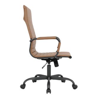 Leisure Mod Leather Home High-Back Office Chair in Light Brown With Black Frame
