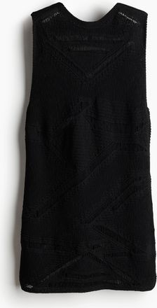 H&M Pointellestrick-Kleid im Leiterstich-Look - Schwarz