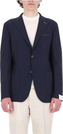 Eleventy Single-breasted Patch-pocket Blazer - Heren - Blazers - Blauw - L - Wol - Jassen