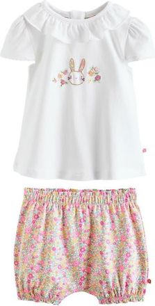 Next Bunny Graphic T-Shirt & Floral Pants Set in Pink/white at Nordstrom, Size 9-12M