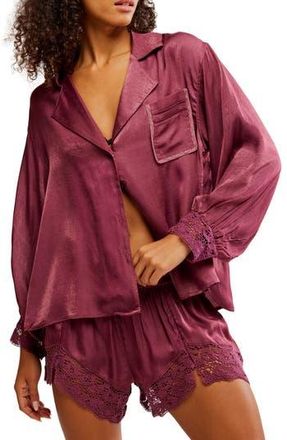 Free People Midnight Muse Pajama Shirt in Renaissance Rose at Nordstrom Rack, Size X-Small