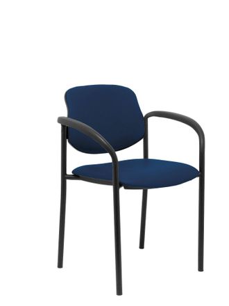 Piqueras y Crespo Silla Fija Styl Similpiel Azul Marino Chasis Negro Con Brazos
