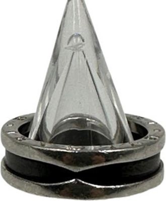 Bulgari Black Ceramic Silver 925 Band Ring (Pre-Owned)