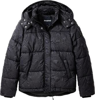 Desigual Hooded Jacket with Zip and Button Fastening