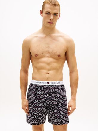 Tommy Hilfiger Mens Printed Woven Boxer - Blue - XL