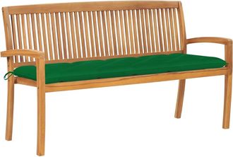 vidaXL Vidaxl - Banco De Jard&iacute;n Apilable Con Coj&iacute;n Madera De Teca 159 Cm