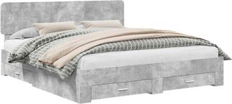 vidaXL Estructura De Cama Con Cabecera Gris Concreto 200 X 200 Cm Vidaxl