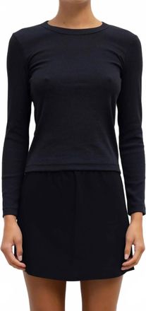 Leset Kelly Slim Fit Long Sleeve Ribbed Top In Black