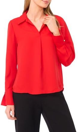 Halogen Split Cuff Button-Up Top in Classic Cherry at Nordstrom Rack, Size Xx-Small