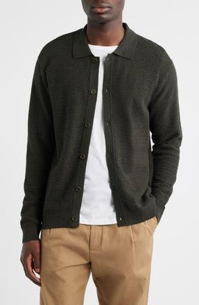 Nn.07 Navi 6499 Ribbed Cotton Full Button Cardigan in Dark Army at Nordstrom Rack, Size Xx-Large