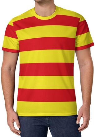 Generic Catalonia Flag Novelty T-Shirt for Men Crewneck Short Sleeve Tee Lightweight Breathable Tops