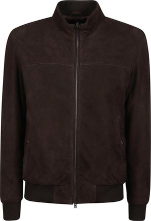 Herno Brown Minimalist Ribbed Goat Skin Jacket
