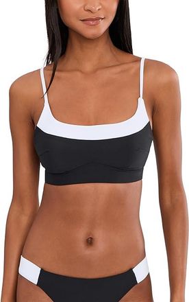 BECCA by Rebecca Virtue Sport Mode Cara Square Neck Bralette Womens Swimwear Black : D-Cup, Nylon/Spandex