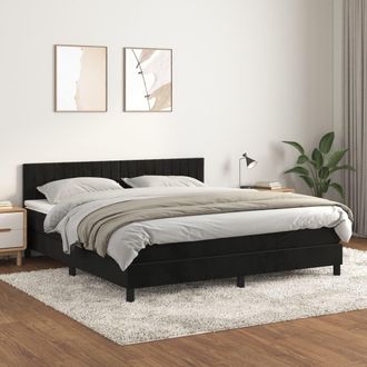 vidaXL Vidaxl - Cama Box Spring Con Colch&oacute;n Terciopelo Negro 180x200 Cm