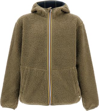 K-Way Green / Blue Jack Sherpa Polar Reversible Fleece Jacket