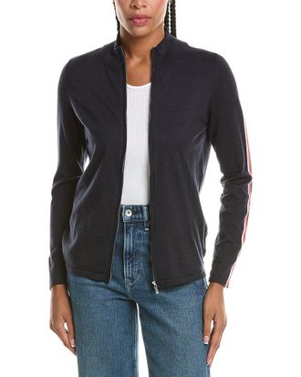 N.Peal N. PEAL Stripe1/2-Zip Cashmere-Blend Pullover