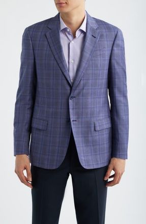 Emporio Armani Purple & Grey Check Virgin Wool Sport Coat in Plum at Nordstrom, Size 38 Us
