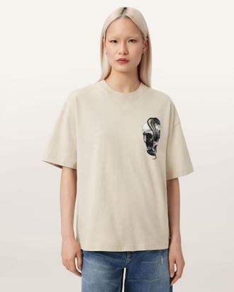 AllSaints Cotton Snakehead Oversized Etta T-Shirt, Size: XS