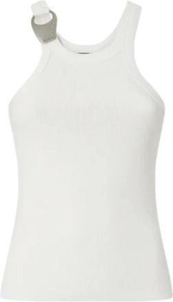 Pinko Canotta met gesp-hanger - Dames - Tops zonder mouwen - Wit - M - Katoen - Tops