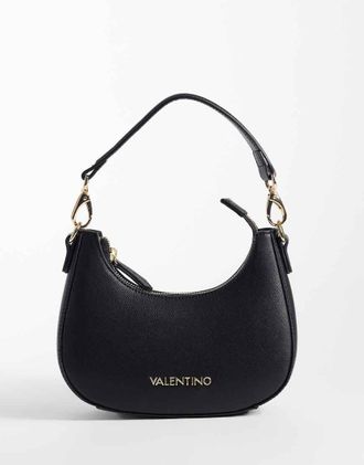 Valentino borsa a tracolla Crescent con tracolla in nastro nera-Nero