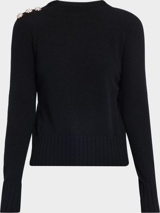Neiman Marcus Crystal-Embellished Cashmere Mock-Neck Sweater
